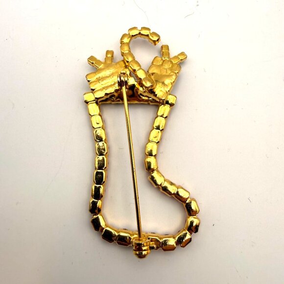 VTG Fashion Jewelry Christmas Stocking Brooch Red Rhinestone Holiday Pin - Picture 2 of 4